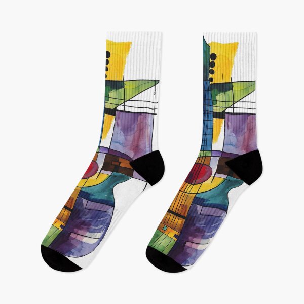 Item preview, Contemporary Guitar Harmony- Cubism Fauvism Abstract Composition with Musical Elements designed and sold by OlfactoART Studio.