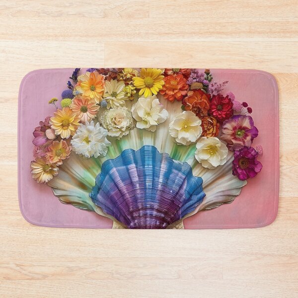 Item preview, Watercolor flowers in an open clam shell designed and sold by dcrc.
