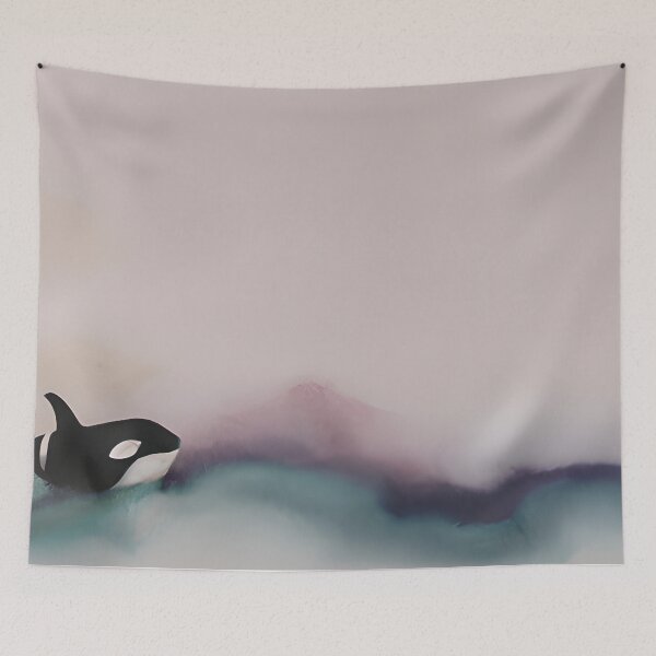 Item preview, Artsy romantic dreamy ocean orca designed and sold by BritishDelights.