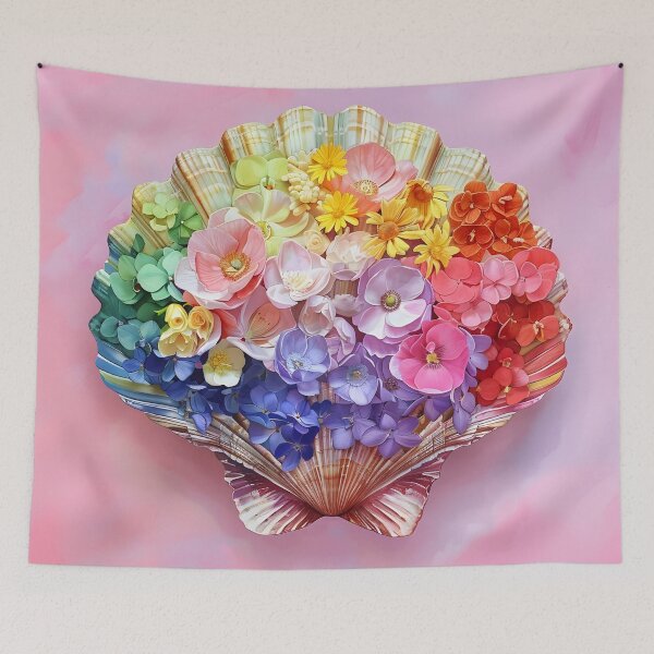 Item preview, watercolor flowers in an open clam shell designed and sold by dcrc.