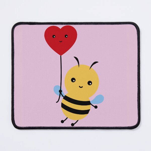 Item preview, Cute bee in love with kawaii heart balloon designed and sold by Denisse diseno.
