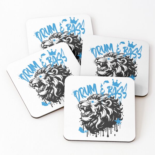 Item preview, DRUM AND BASS  - Stenciled Lion (black/blue)  designed and sold by Discothreadz.