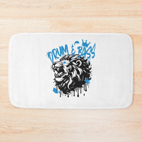 Item preview, DRUM AND BASS  - Stenciled Lion (black/blue)  designed and sold by Discothreadz.