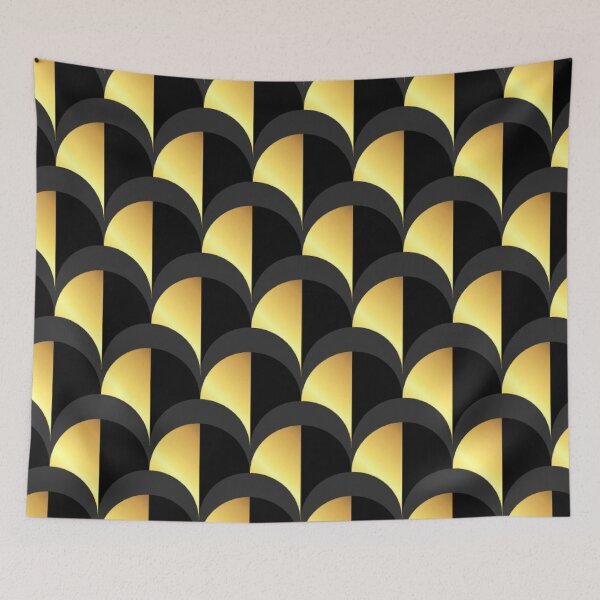 Item preview, Art Deco Golden And Black Half Fan Pattern designed and sold by DEC02.