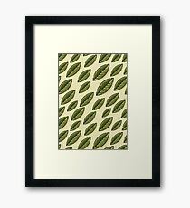 Seamless decorative template texture with green leaves beige background. Framed Print