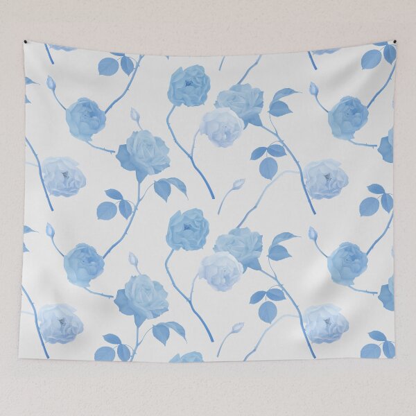 Item preview, Soft pastel blue roses set against a light grey background designed and sold by momoxsama.