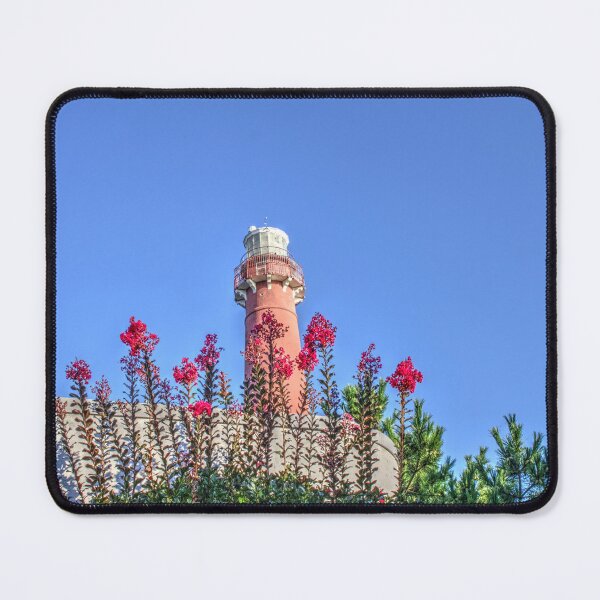 Item preview, Historic Barnegat Lighthouse with Crape Myrtle Adding Coastal Color designed and sold by BradKnorrArt.