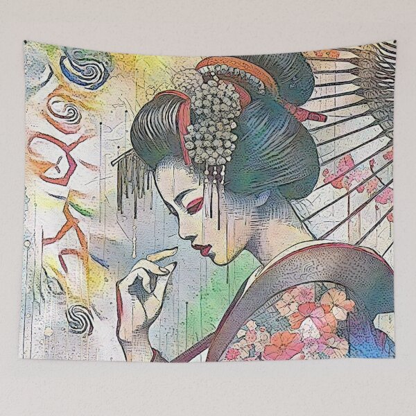 Item preview, Japan woman under umbrella - streetart version designed and sold by F4Fartbot.