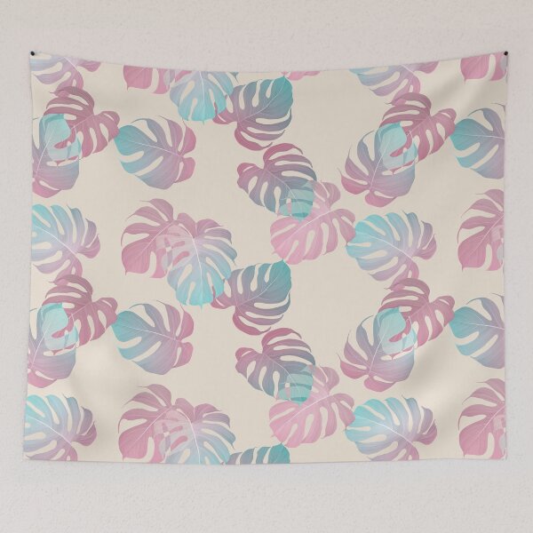 Item preview, Chic summer vibes with gentle pastel Monstera leaves on a warm light brown background designed and sold by momoxsama.