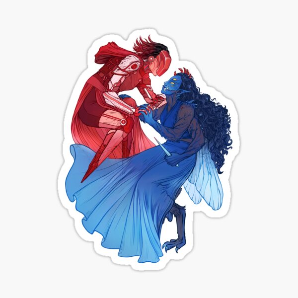 red & blue Sticker