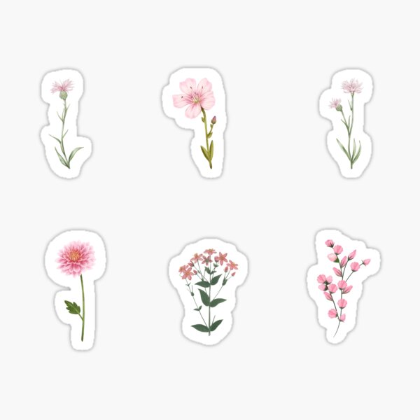 Item preview, Flower Garden Sticker, Pink Flowers Stickers Pack designed and sold by pinespice.