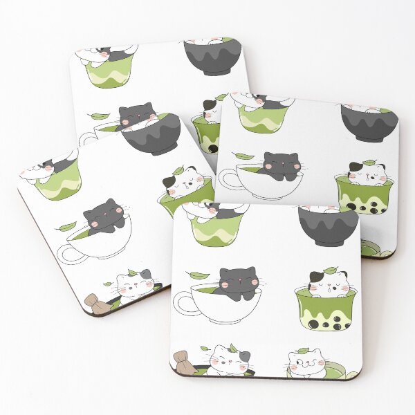 Item preview, Green Tea Cat Sticker Sheet Matcha 1 designed and sold by socialarmour.