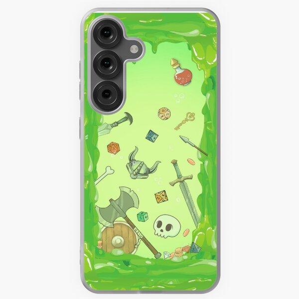 Item preview, GELATINOUS CUBE: Green ooze dnd monster, dnd dice, skull, loot, axe and sword designed and sold by DungeonAtelier.