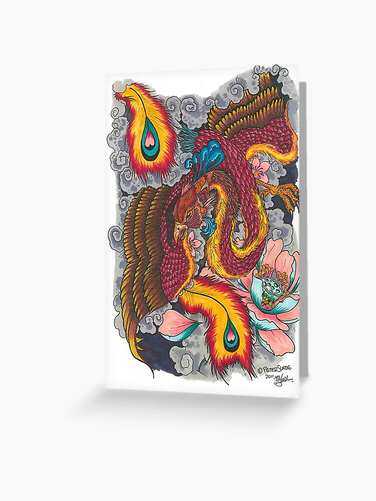 Japanese Style Phoenix Tattoo Design Greeting Card For Sale By Bigpete59 Redbubble