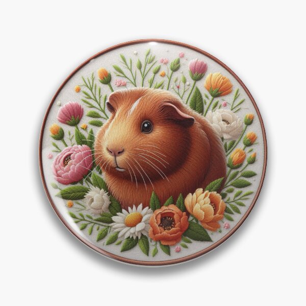 Item preview, Embroidered guineapig flowers designed and sold by Wendy Brinkhuis.