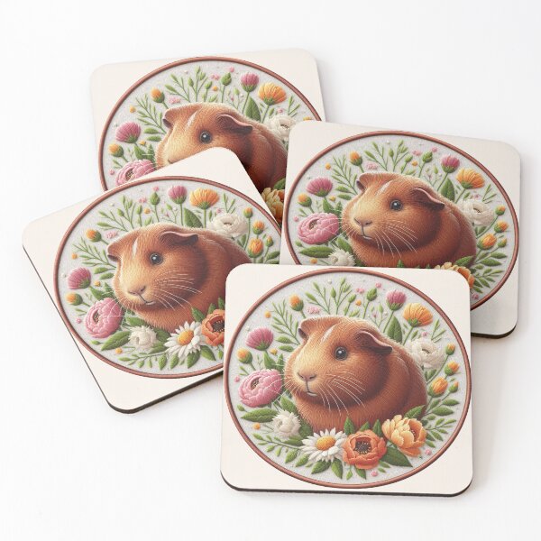 Item preview, Embroidered guineapig flowers designed and sold by Wendy Brinkhuis.