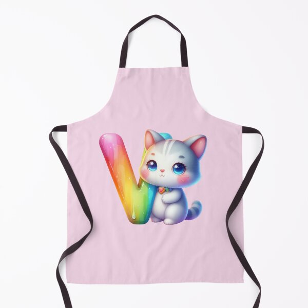 Item preview, Cute Cat Rainbow Letter V designed and sold by NettiesWallArt.