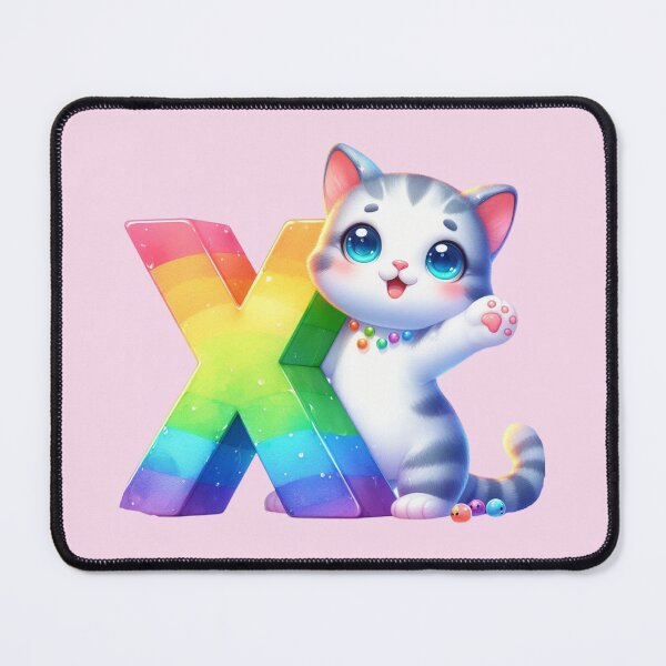 Item preview, Cute Cat Rainbow Letter X designed and sold by NettiesWallArt.
