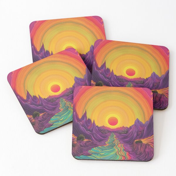 Item preview, Stunning fantasy abstract sunset landscape artwork designed and sold by PrettyPinkSkies.