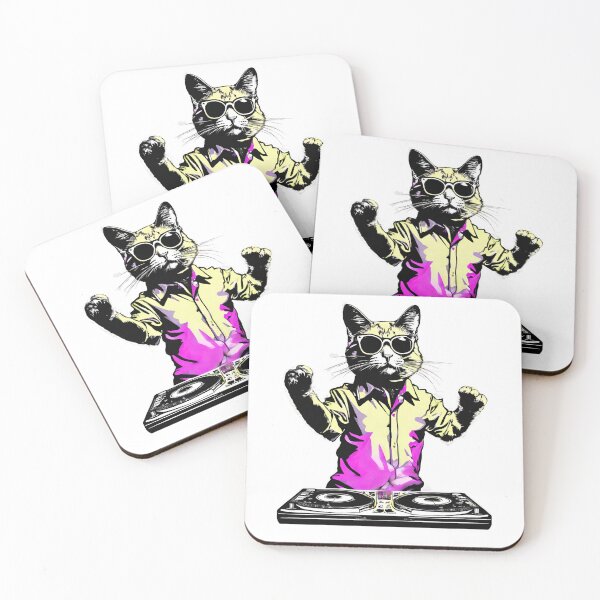Item preview, Cool Kitty Cat DJ Wearing Glasses designed and sold by LEOOTY.