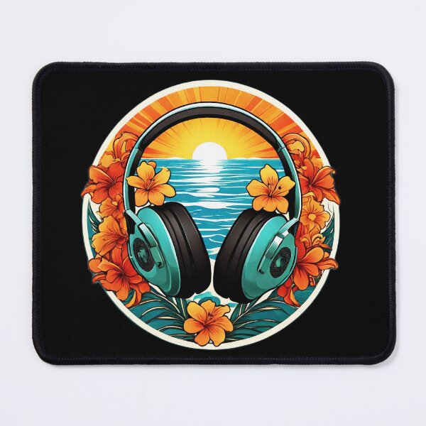 Item preview, Beach Headphones at Sunset on a Hawaiian Beach with Orchids designed and sold by NautiChic.