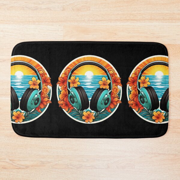Item preview, Beach Headphones at Sunset on a Hawaiian Beach with Orchids designed and sold by NautiChic.