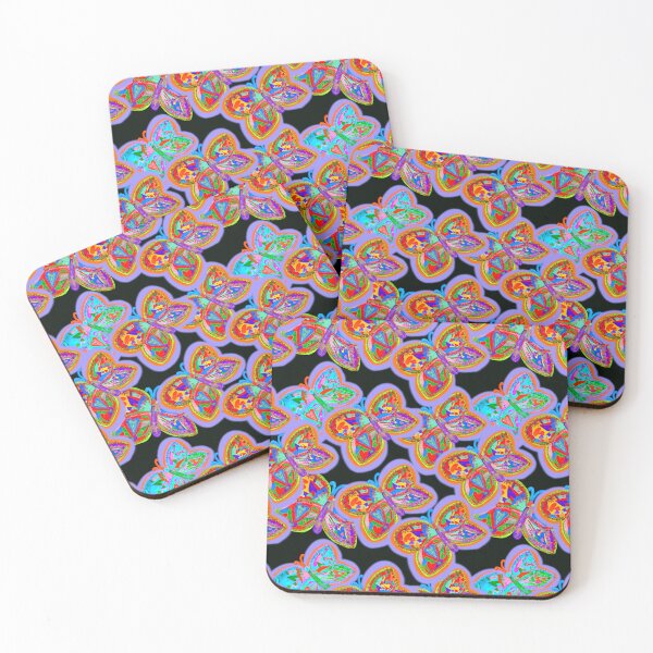 Item preview, More HAND DRAWN COLORFUL BUTTERFLIES ON BLACK BACKGROUND - REPEATING PATTERN /  Butterflys in Flight designed and sold by Victoria Rose.