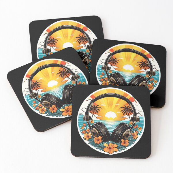 Item preview, Ocean Headphones at Sunset on a Hawaiian Beach with Orchids designed and sold by NautiChic.