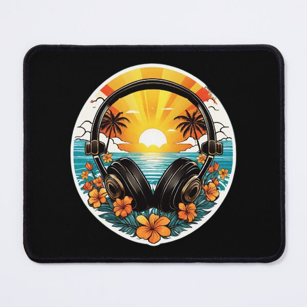 Item preview, Ocean Headphones at Sunset on a Hawaiian Beach with Orchids designed and sold by NautiChic.
