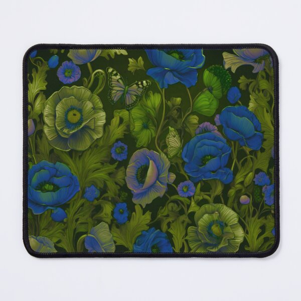 Item preview, Poppies in green and blue designed and sold by Flowersonstuff.