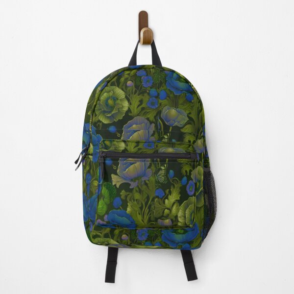 Item preview, Poppies in green and blue designed and sold by Flowersonstuff.