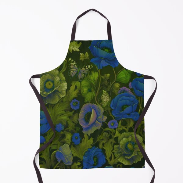 Item preview, Poppies in green and blue designed and sold by Flowersonstuff.