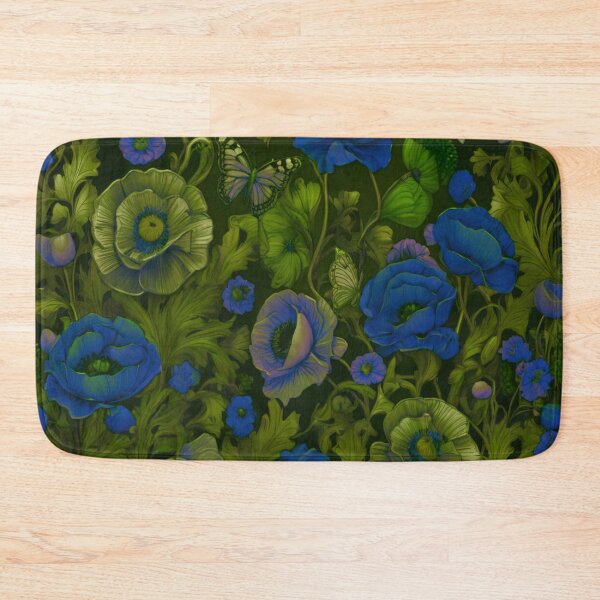 Item preview, Poppies in green and blue designed and sold by Flowersonstuff.