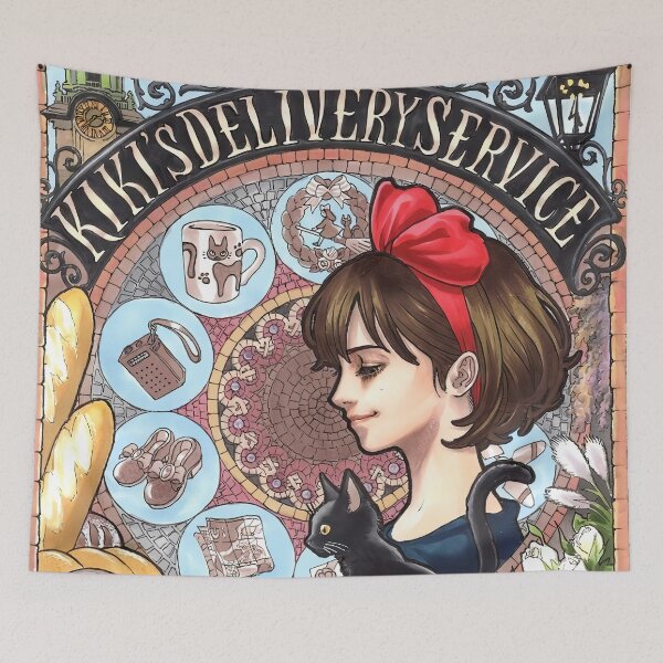 Item preview, great Cute kawaii art girl kiki's go -%[ghiblis]%- flying away anime designed and sold by Isa00j.