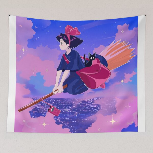 Item preview, nights Cute kawaii art girl kiki's go -%[ghiblis]%- flying away anime designed and sold by Isa00j.