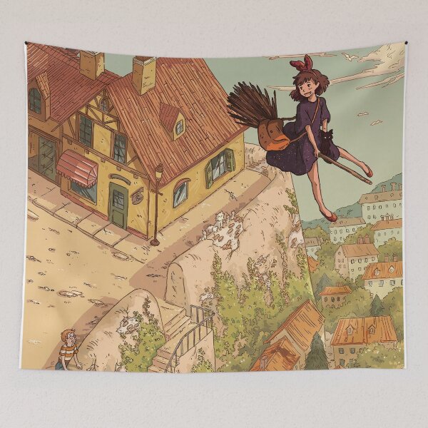 Item preview, awesome Cute kawaii art girl kiki's go -%[ghiblis]%- flying away anime designed and sold by Isa00j.