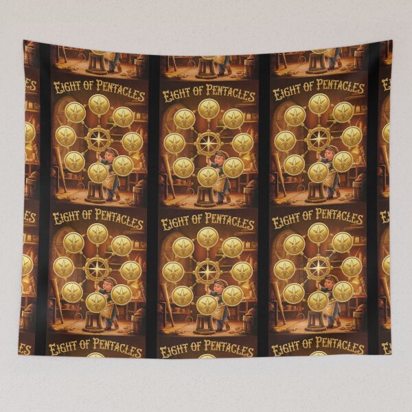 Item preview, Tarot Card - Eight of Pentacles designed and sold by ZodiacWonders.