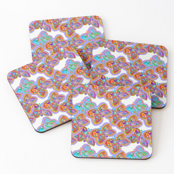 Item preview, HAND DRAWN COLORFUL BUTTERFLIES ON WHITE  BACKGROUND - REPEATING PATTERN /  Butterflys in Flight designed and sold by Victoria Rose.