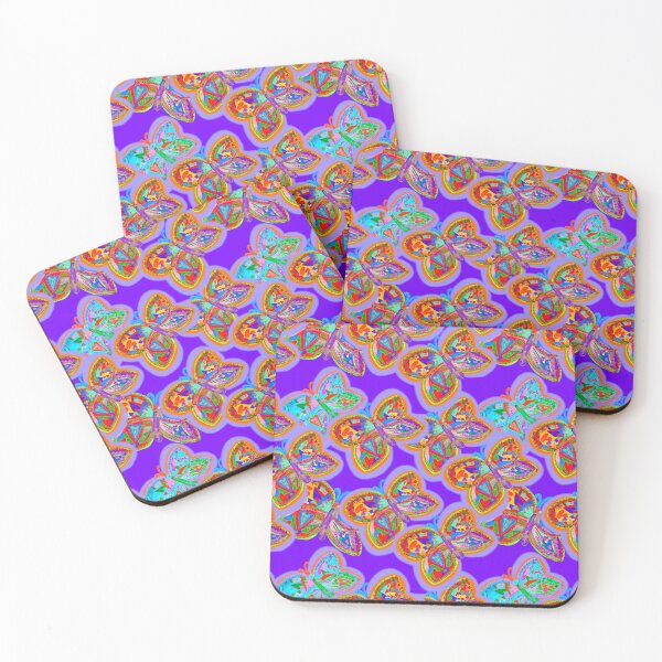 Item preview, Copy of HAND DRAWN COLORFUL BUTTERFLIES ON PURPLE  BACKGROUND - REPEATING PATTERN /  Butterflys in Flight designed and sold by Victoria Rose.