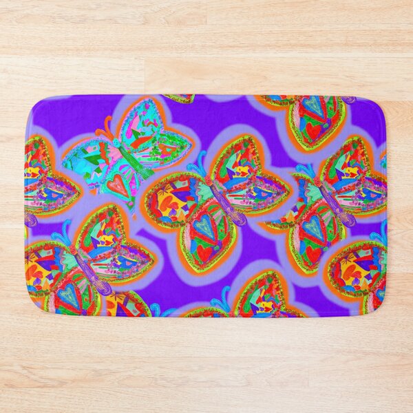Item preview, Copy of HAND DRAWN COLORFUL BUTTERFLIES ON PURPLE  BACKGROUND - REPEATING PATTERN /  Butterflys in Flight designed and sold by Victoria Rose.