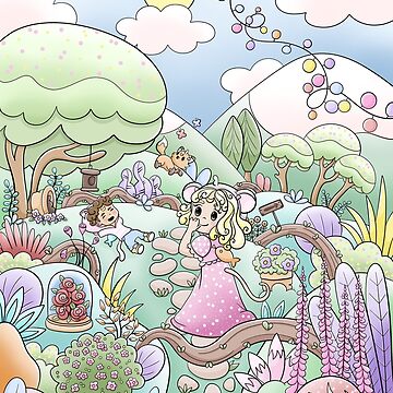 Artwork thumbnail, Hello April! Landscape in flowers, animals and chibis by Pilou-Pixel