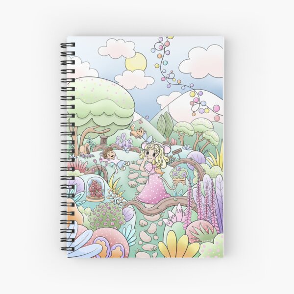 Hello April! Landscape in flowers, animals and chibis Spiral Notebook