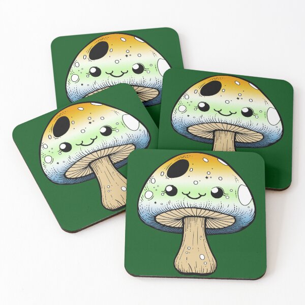 Item preview, Cute AroAce Agender Pride Flag Mushroom, Kawaii AroAce Agender Mushroom Design designed and sold by Travelslightly.
