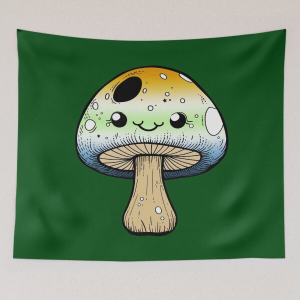 Item preview, Cute AroAce Agender Pride Flag Mushroom, Kawaii AroAce Agender Mushroom Design designed and sold by Travelslightly.