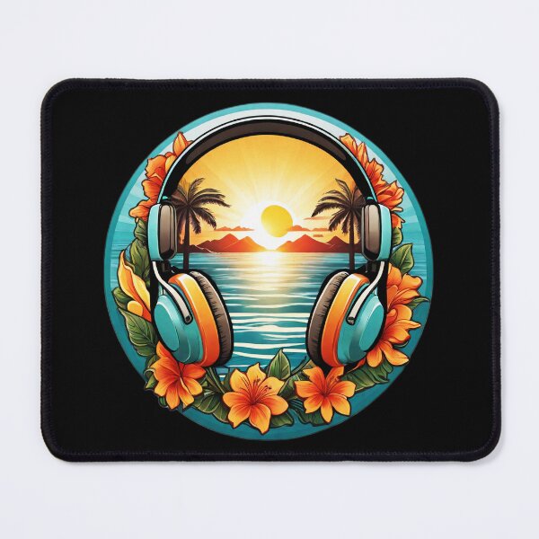 Item preview, Ocean Headphones at Sunset on a Hawaiian Beach with Orchids designed and sold by NautiChic.