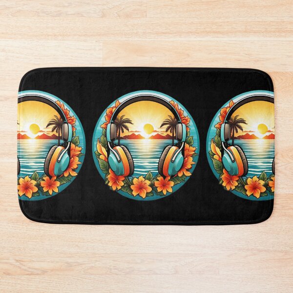 Item preview, Ocean Headphones at Sunset on a Hawaiian Beach with Orchids designed and sold by NautiChic.