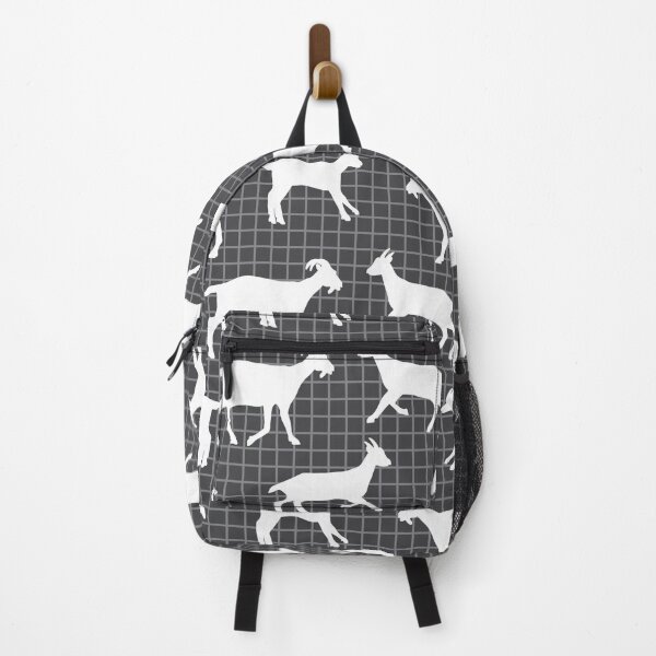 Item preview, White silhouettes of goats on a dark checkered background designed and sold by AusraB.