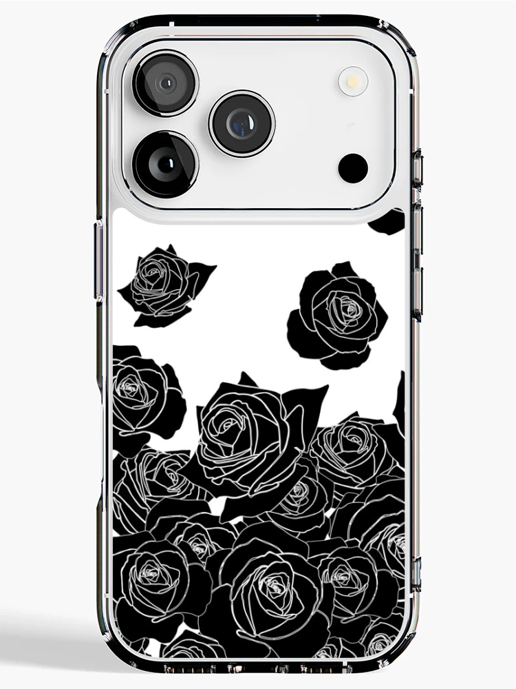 Thumbnail 1 of 5, iPhone Case, Simple Black Roses Pattern designed and sold by ArtformDesigns.