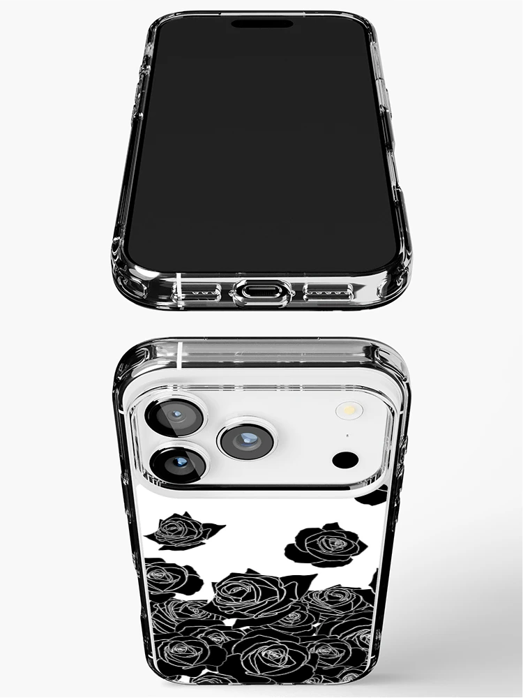 Thumbnail 3 of 5, iPhone Case, Simple Black Roses Pattern designed and sold by ArtformDesigns.
