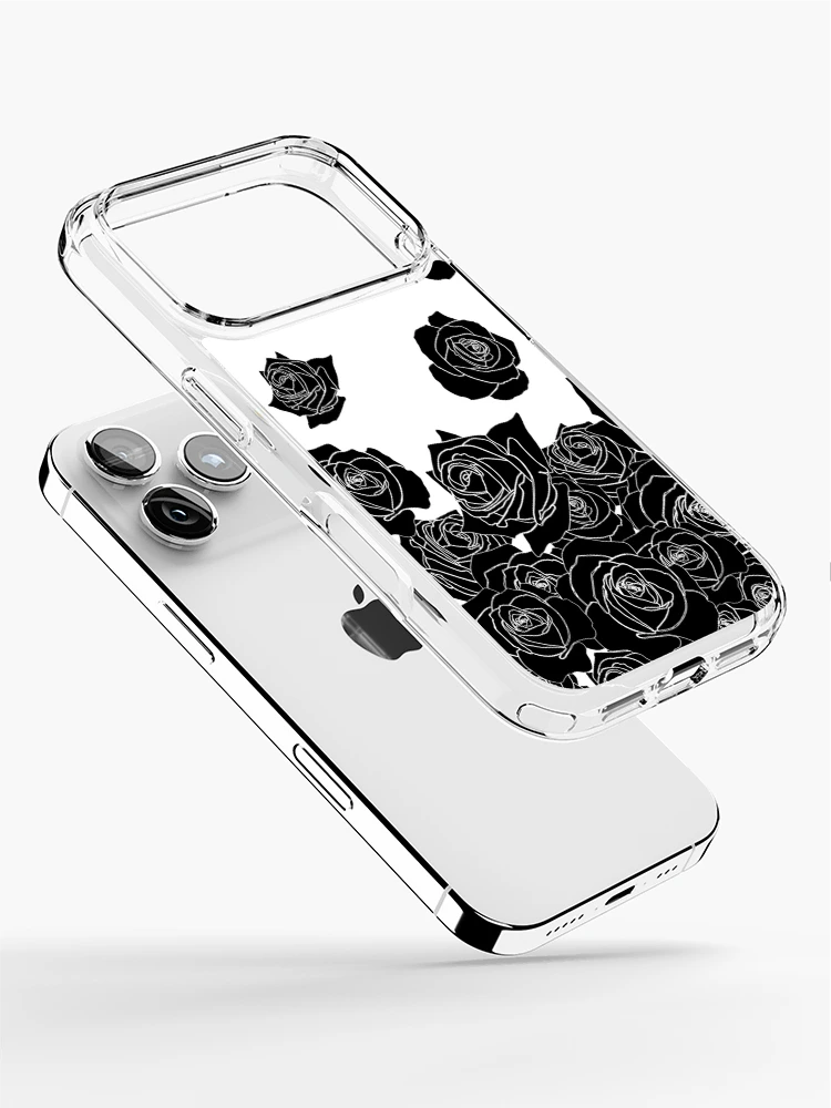 Thumbnail 2 of 5, iPhone Case, Simple Black Roses Pattern designed and sold by ArtformDesigns.